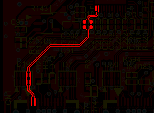差分線盡量走等長線、等距，避免時序偏差及共模干擾